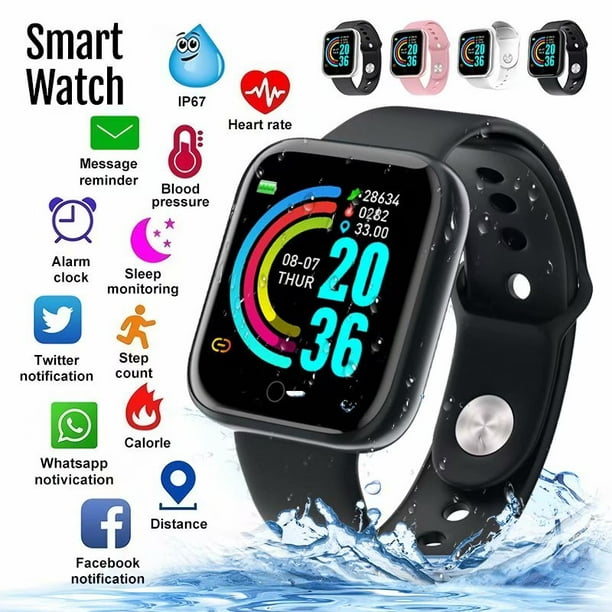 collar Mejor Impresionante 1.3" Smart Bluetooth Watch IP67 Waterproof Tracker Fitness Bracelet  Colorful Screen Blood Pressure Monitor Wristband All Black - Walmart.com