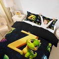 thumbnail image 2 of Erosebridal Kids Dinosaur Queen Duvet Cover Set for Boys Girls, Dino Letter Z Bedding, Black Reversible 3 Pieces, 1 Duvet Cover and 2 Pillowcases (No Comforter), 2 of 6