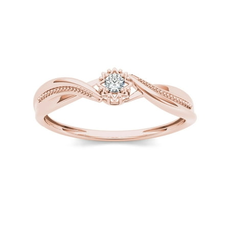 1/20Ct TDW Diamond 10K Rose Gold Solitaire Ring (Best Diamond Color For Rose Gold)