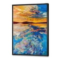 thumbnail image 3 of Designart 'Whirly Blue Waves Under Orange Sunset' Nautical & Coastal Framed Canvas Wall Art Print, 3 of 5