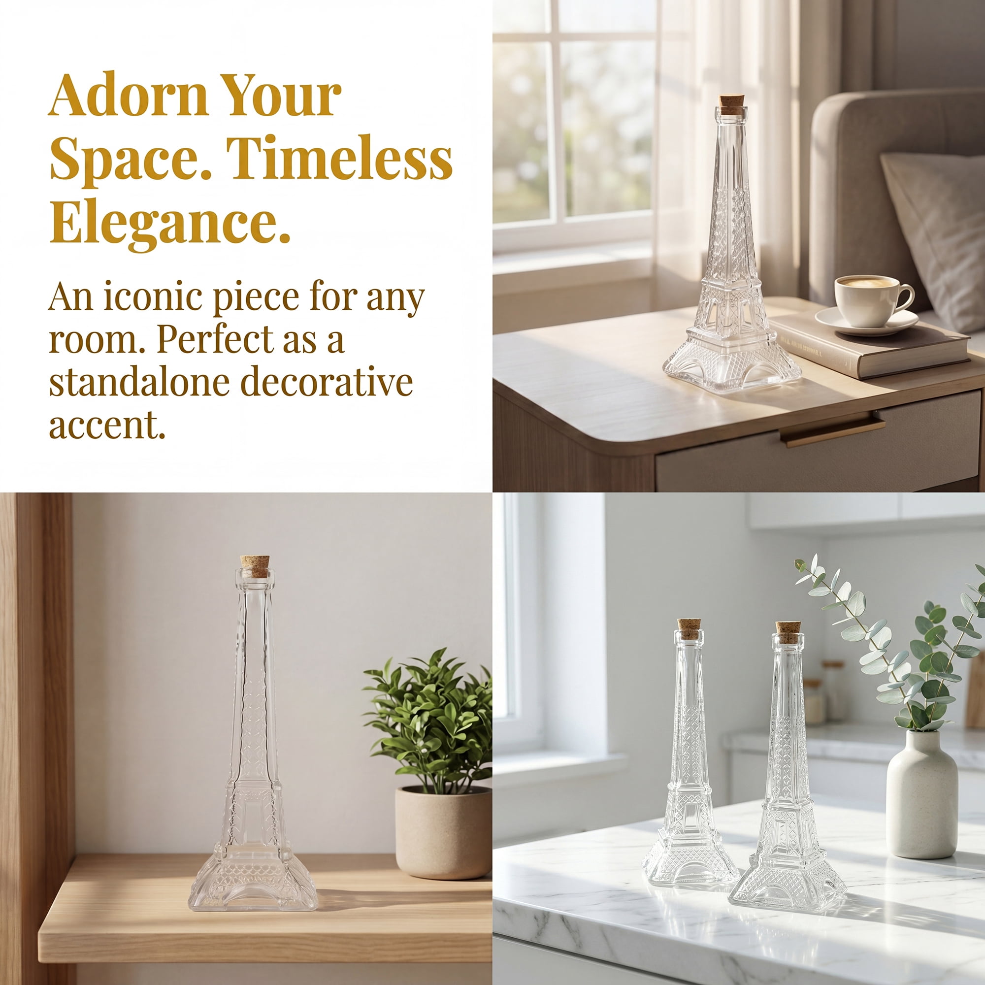 Unique Bargains 2pcs Decorative Simple Glass Jars with Cork Stoppers Small Tower 3.1"x3.1"x6.1"