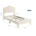 thumbnail image 3 of Yiwa Kids Velvet Bed Frame with LED Lights, Adjustable LED Headboard & Footboard Princess Platform, Wood Slats Support, No Box Spring Needed, 3 of 9