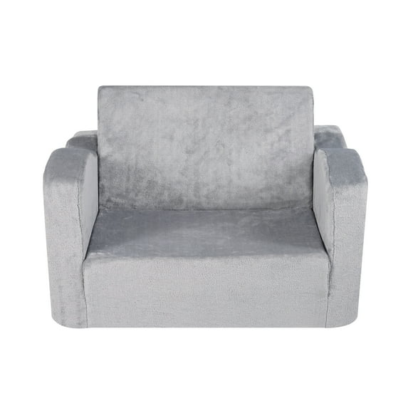 KFFKFF Children's Sofa, Cozy Toddler Seats, Versatile 2-in-1 Child's Sofa and Lounger, Foldable Couch to Chair, Playroom Seating for Children, Unisex Design, Grey