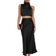 thumbnail image 1 of Conjunto De 2 Piezas De Verano Traje de falda de chaleco de 2 piezas para damas Slim Fit Hollow Out Ropa diaria (Negro M) Cgtredaw Para estrenar, 1 of 1