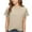 Khaki, variant on Posijego Summer Tops for Women Textured Short Sleeve Crew Neck Casual T-Shirts Spring Soft Tunic Shirt for Ladies