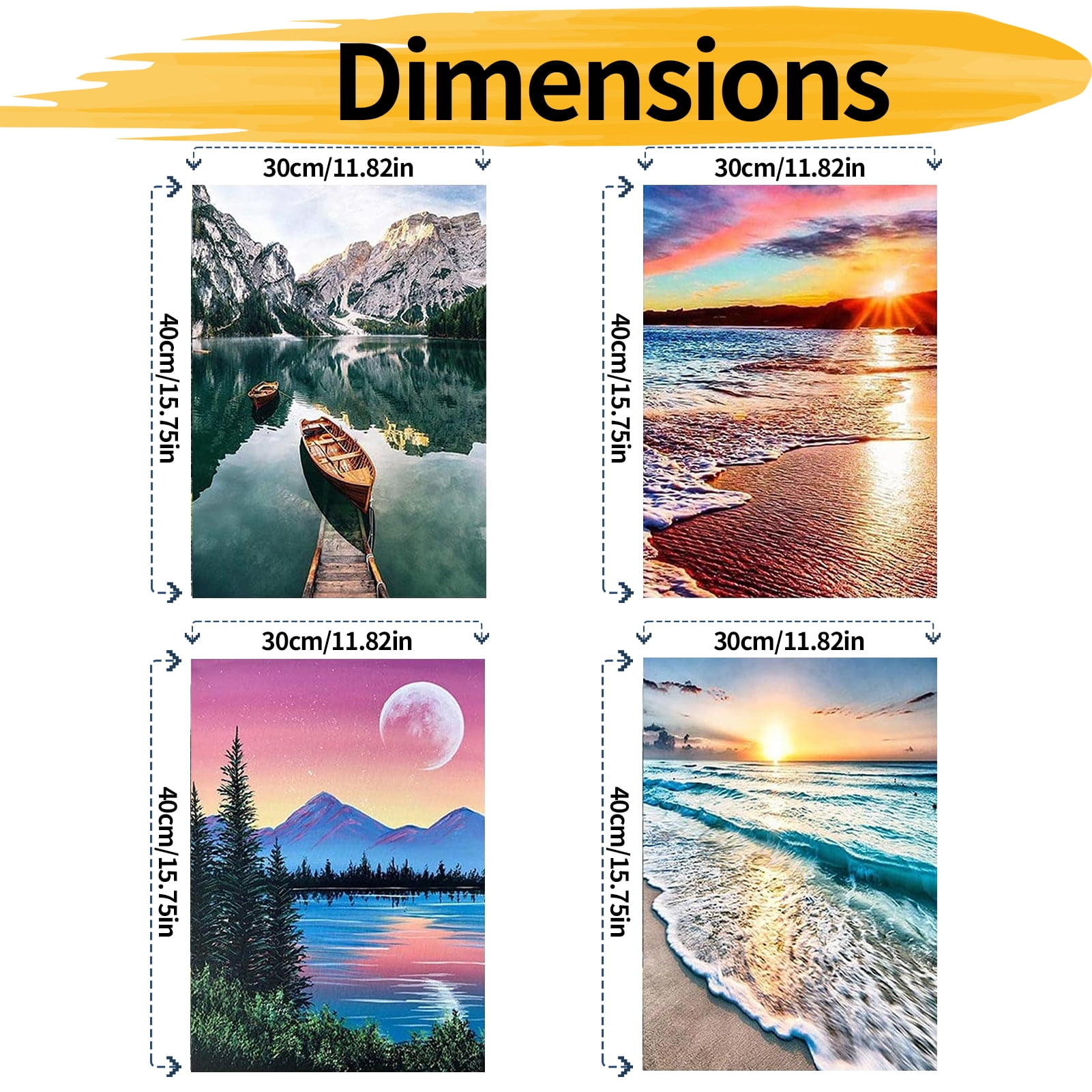 JYLMOOD 4pcs Paint by Numbers for Adults Kits, DIY Easy Painting by Numbers for Gift Home Wall Decoration 30x40cm（without Frame)