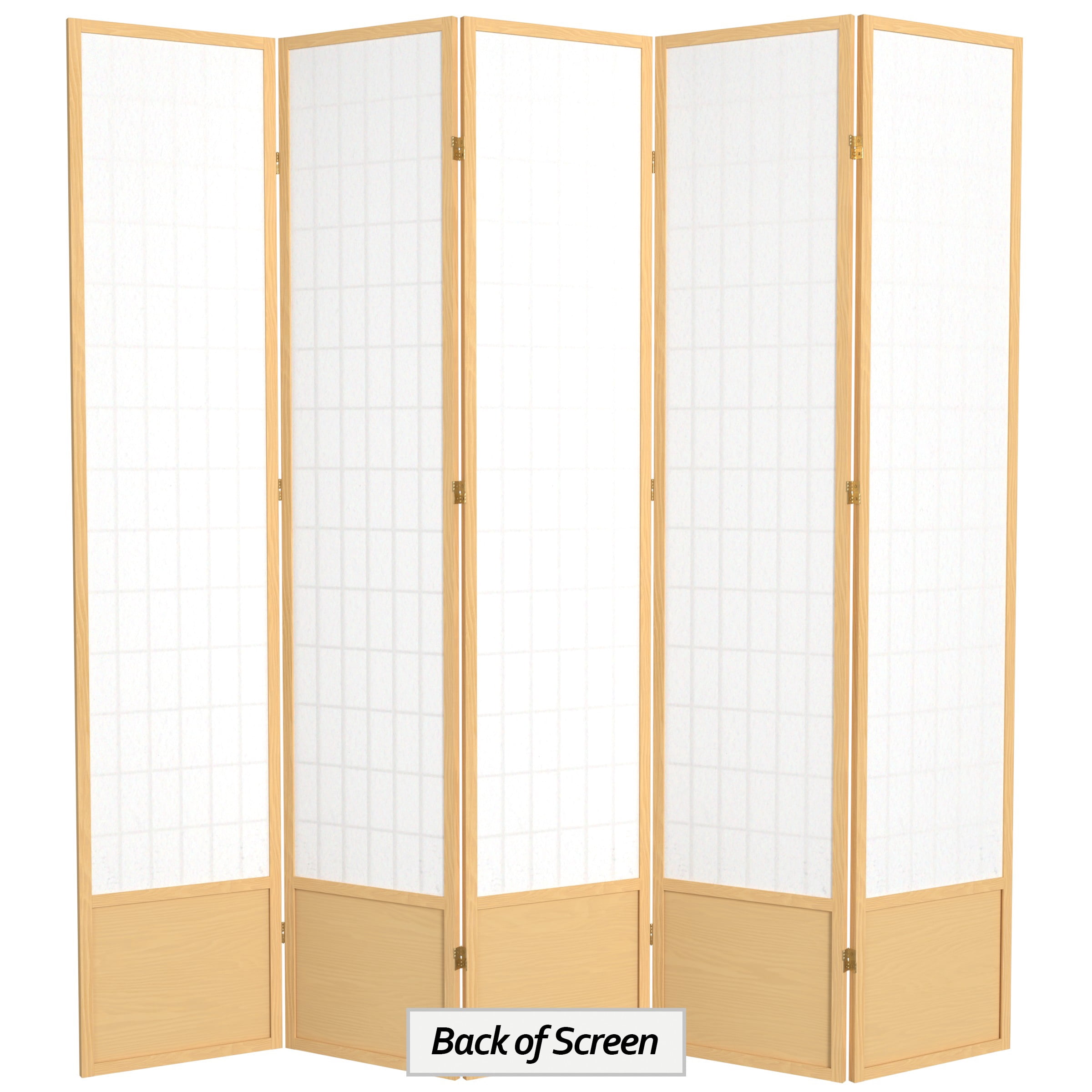 Red Lantern 7 ft. Tall Window Pane Shoji Screen - Natural - 5 Panels
