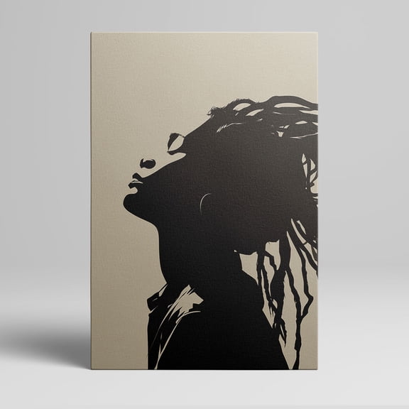 1pc Black and White Silhouette Canvas Wall Art of a Person with Dreadlocks, framed Decor room hanging Wall Picture Decor for Home Gifts, living room, bathroom, bedroom, kitchen wall art decor canvas