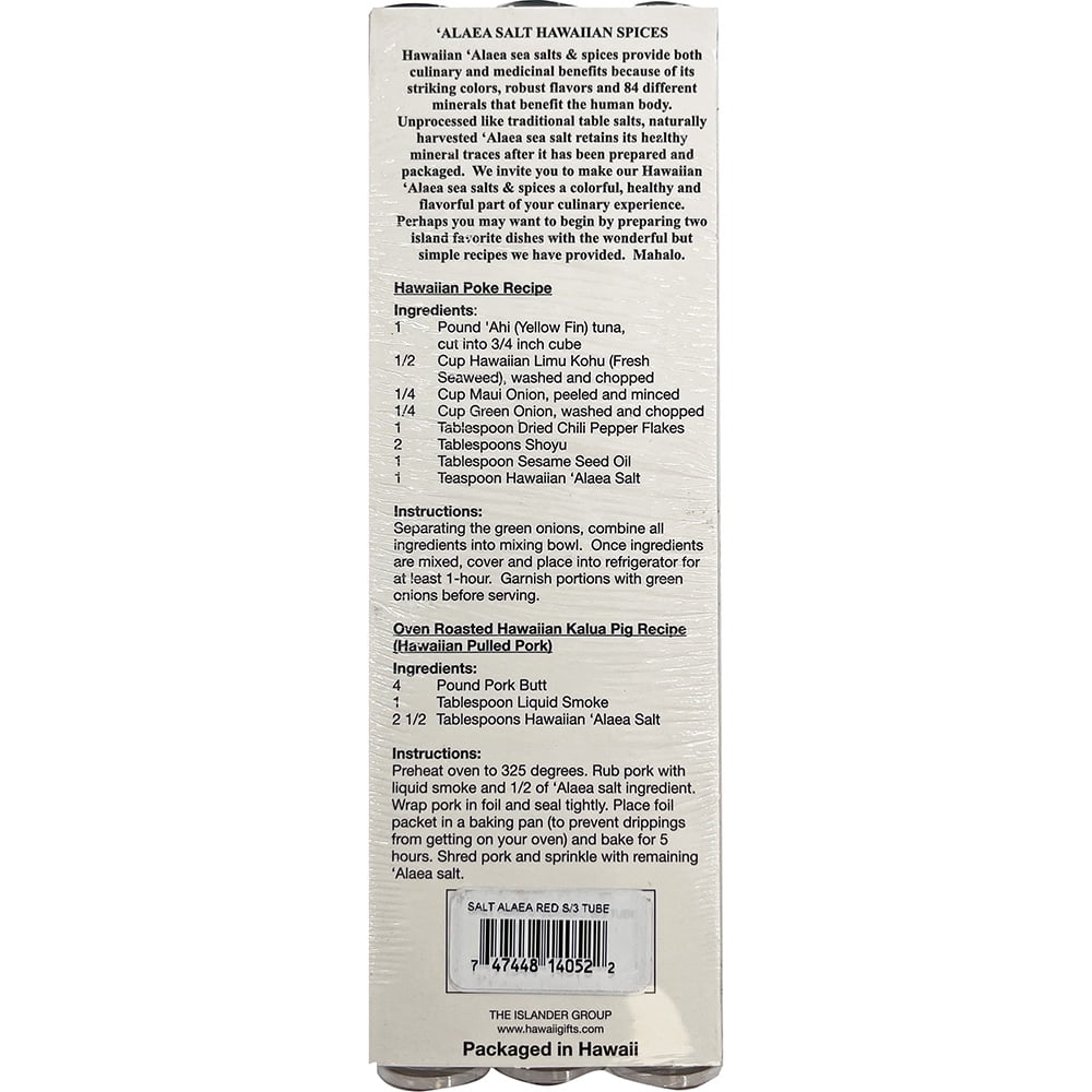 The Islander Group Hawaii 100% Alaea Red Salt - 3 Plastic Tubes Pack