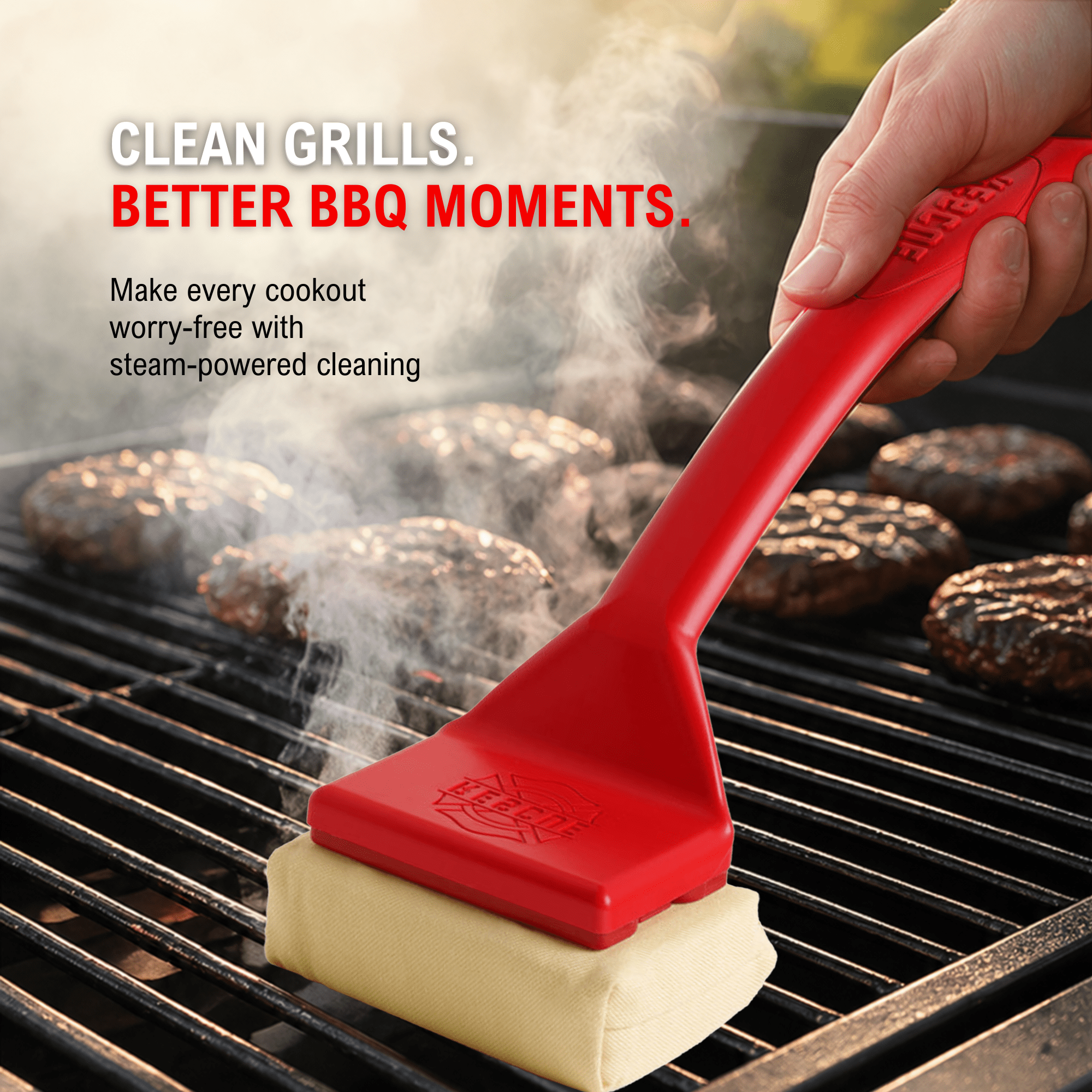 Grill Rescue BBQ Replaceable Scraper Cleaning Head, Bristle Free - Durable and Unique Scraper Tools for Cast Iron or Stainless-Steel Grates, Barbecue Cleaner