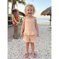 thumbnail image 4 of BemeyourBBs Toddler Girls Summer Clothes Cute Infant Baby Girl Summer 2 Piece Outfit 6 12 18 24 Months 2 3 4 Years Shoulder Bows Sleeveless Ruffled Tank Top and Shorts Set, 4 of 9