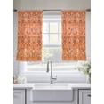 thumbnail image 6 of Boho Orange Semi Sheer Curtains 54 Inch Length 2 Panels Set, Country Style Bohemian Floral Retro Tribal Sheer Kitchen Curtain Privacy Voile Window Curtain for Living Room Bedroom Rod Pocket Drapes, 6 of 7