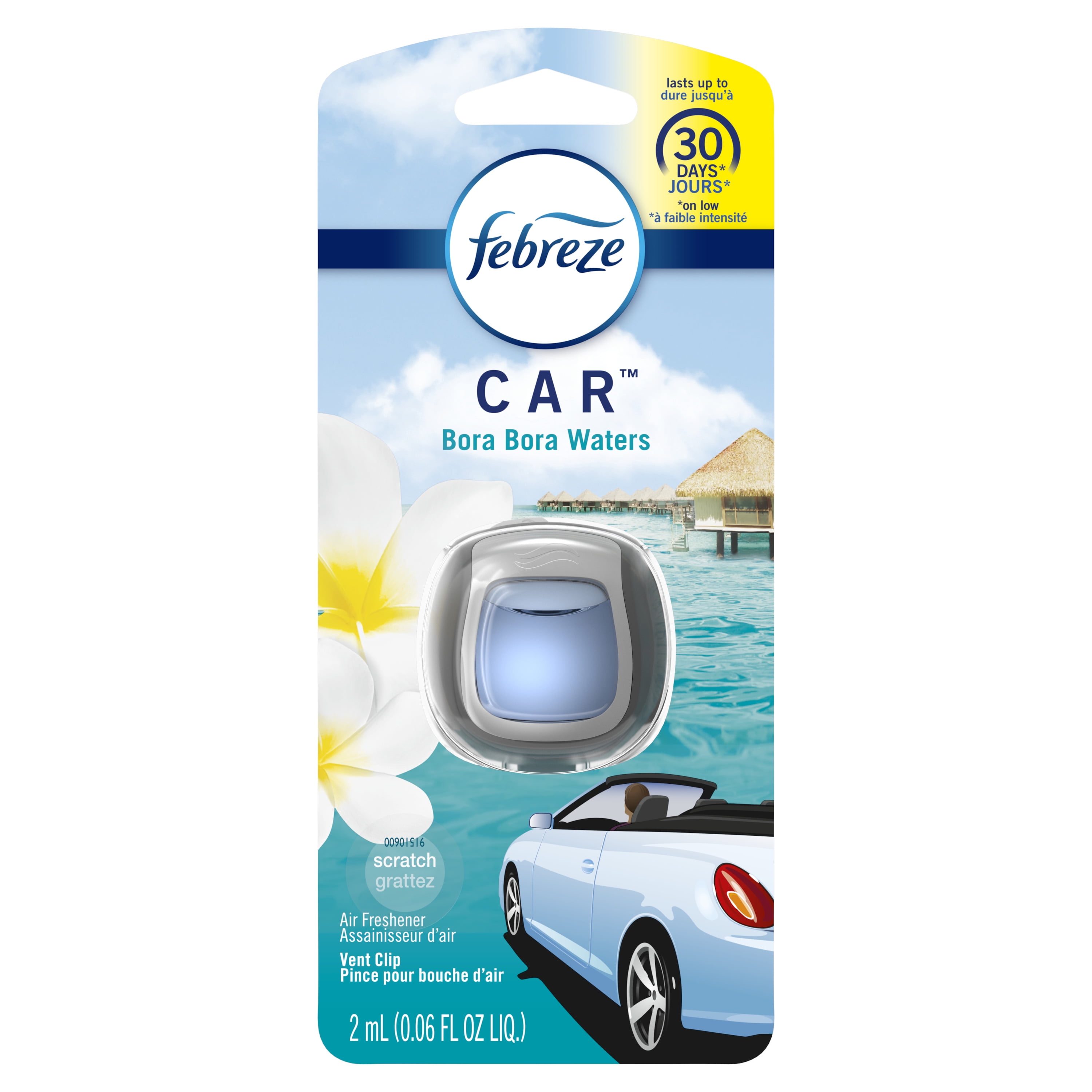 Febreze Car OdorEliminating Air Freshener, Bora Bora Waters, 1 Ct