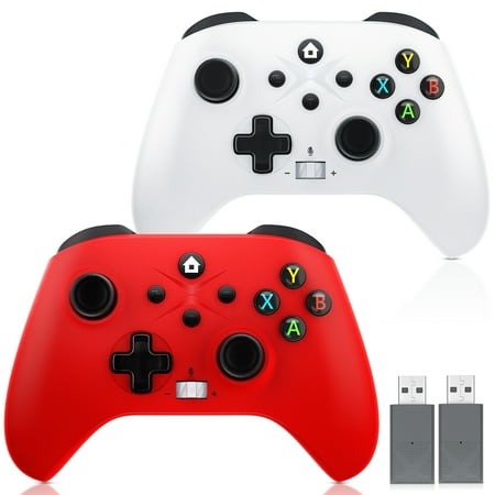 Bonadget Wireless Xbox Controller 2 Packs, Compatible with Xbox One S/X, Xbox Series S/X Gaming Gamepad, Remote Joypad with 2.4G Wireless Adapter Perfect for FPS Games