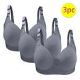 thumbnail image 2 of 3PC Womens Bras Plus Size Push Up Breathable Full Coverage No Underwire Gathering Support Everyday Bras Gray 40/90, 2 of 3