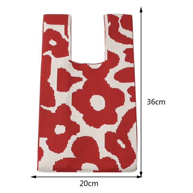 Bolsos de mano para mujer, diseño de flores, bolso de muñeca tejido, gran capacidad, suave para el trabajo (rojo) Ndcxsfigh Para Estrenar