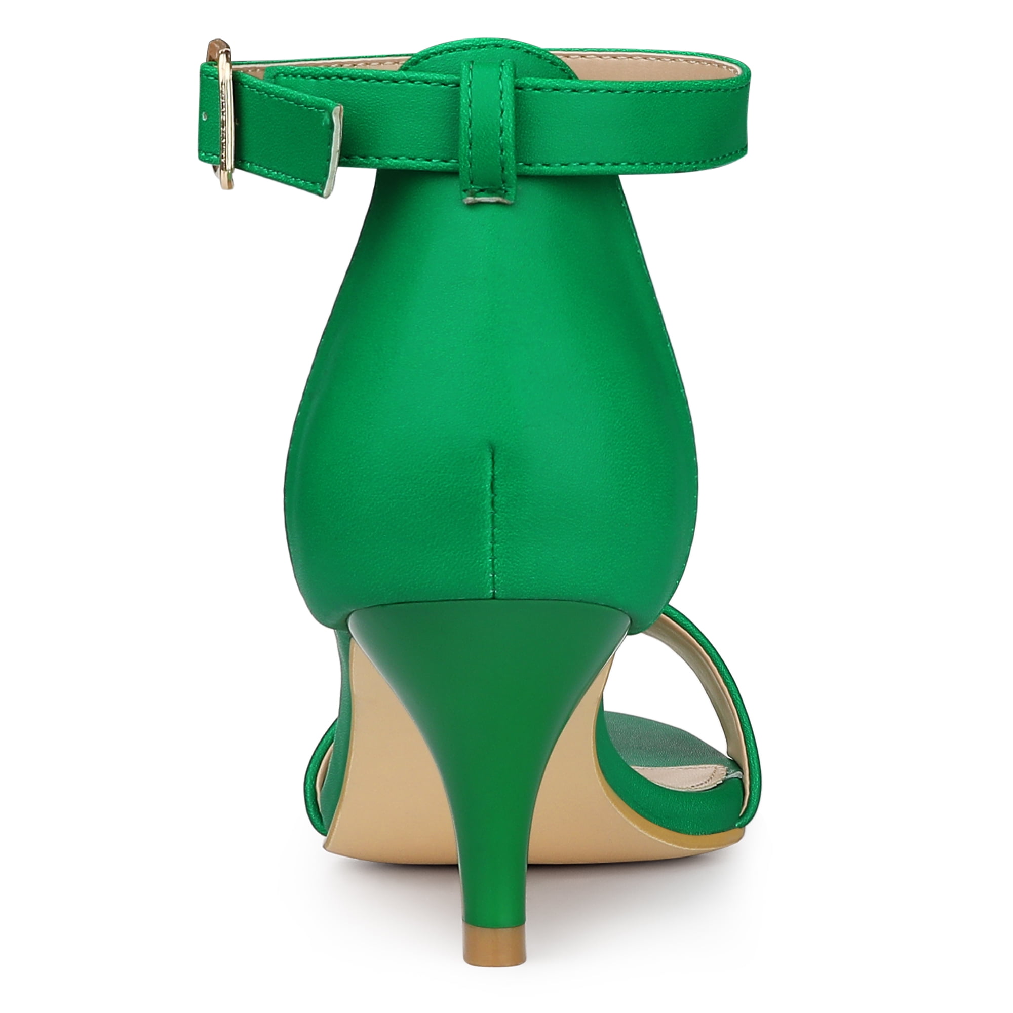 DARING DIVA Stylish Women's Ankle Strap Black Kitten Heel Sandals 7 Green