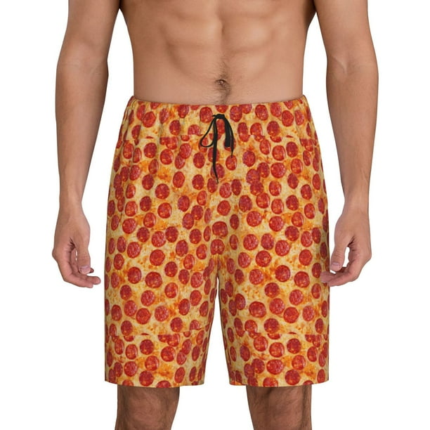 Fotbe Pizza Pantalones Cortos de Pijama para Hombre, Ropa de Dormir, Pantalones de Pijama Cortos para Hombre-Medium
