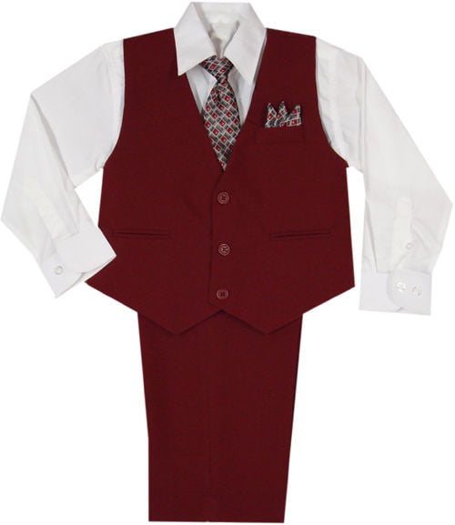 14 Color Pick Baby Boy Toddler Wedding Formal Party Satin Vest 4pc Set Suit S-20 