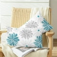 thumbnail image 2 of Throw Pillow Covers Decorative 12 X 20 Inches Pack of 2 Cozy Fleece Two-Tone Blooming Flowers Decorative Cushion Cases for Couch Bed Sofa Farmhouse Decoration Teal Dark Grey, 2 of 6