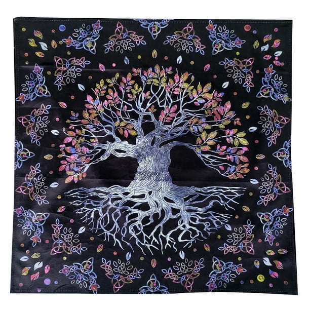 Nvzi Mantel de altar de 25 x 25 pulgadas, cuadrado, para mesa, tarot, suministros de brujería (negro)