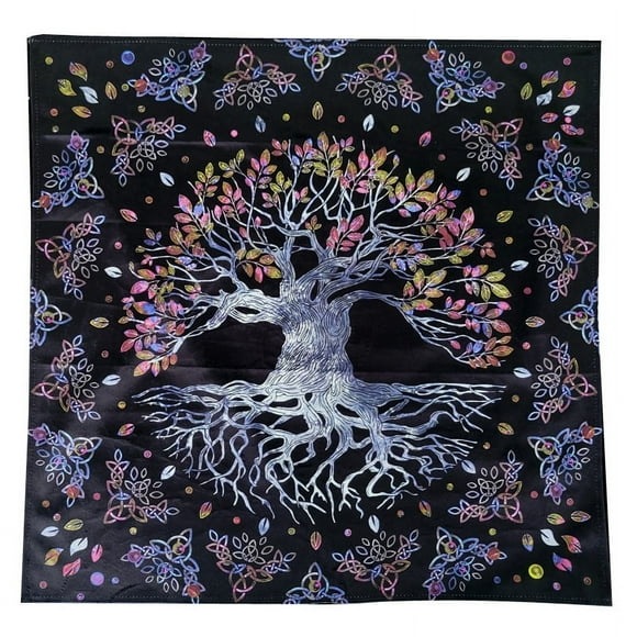 XmhyTop Tissu d'Autel 25*25 Pouces Nappe Carrée Tarot Fournitures de Sorcellerie (Noir)