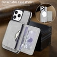 thumbnail image 2 of Case For iPhone 14 Pro Max RFID Blocking Protective Purse Case With Magsafe Kickstand 2 In 1 Detachabl Flip Horizontal multi-slot card holder Shockproof Protective Leather Cover,Grey, 2 of 8