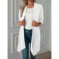 thumbnail image 2 of Luxtrada Women's Draped Front Open Cardigan Casual Long Sleeve Lightweight Cardigan (White,L), 2 of 4