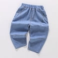 thumbnail image 2 of Huanglei Boys' Denim Style Pants For Summer Wear Breathable Full Cabric Long Trousers For Kids Casual Outdoor Everyday Bottoms ，School Uniform Denim Pants /Size 4-5 Years(Light Blue), 2 of 4