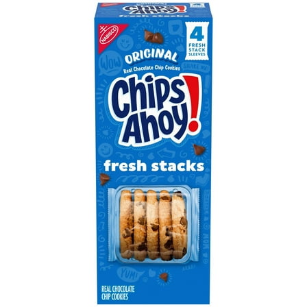 CHIPS AHOY! Fresh Stacks Chocolate Chip Cookies, Travel Snacks, 7.76 oz (4 Multi Snack Packs)