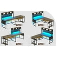 thumbnail image 4 of Reversible Gaming Desk with LED Lights & Power Strips, L-Shaped Computer Desk with Storage Shelves & Pegboard for Home Office, Dark Gray, 4 of 10
