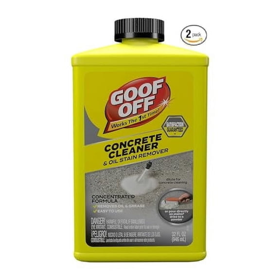 FG820 32OZ Goof Off, 32 OZ, Degreaser, Removes Embedded Oil from Concrete, No Scrubbing, No Rinsing, Liquid Dries to Powder, Easy to Use Pack of 2