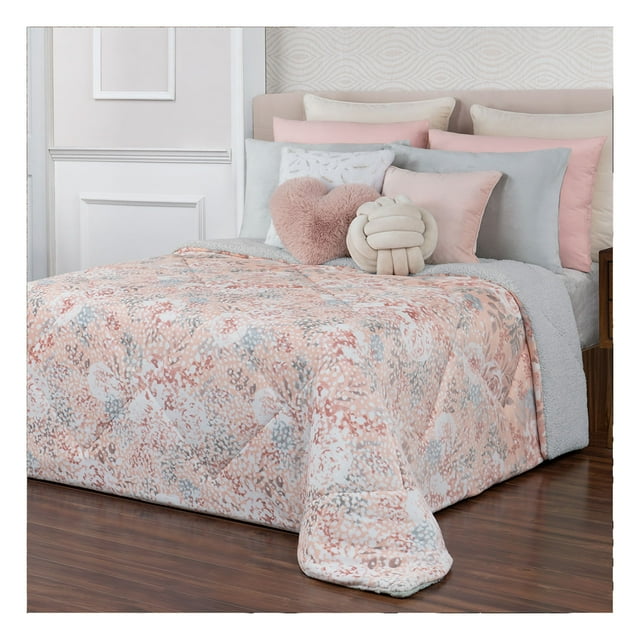 Edredón Premium Estampado Reverso Borrega King Size Jumbo Esquimal (Paula, 265x240cm)