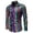 Purple, variant on Mens 70s Disco Party Gold Silver Multicolour Plaid Sequins Print Long Sleeve Button Down Shirts Gold M