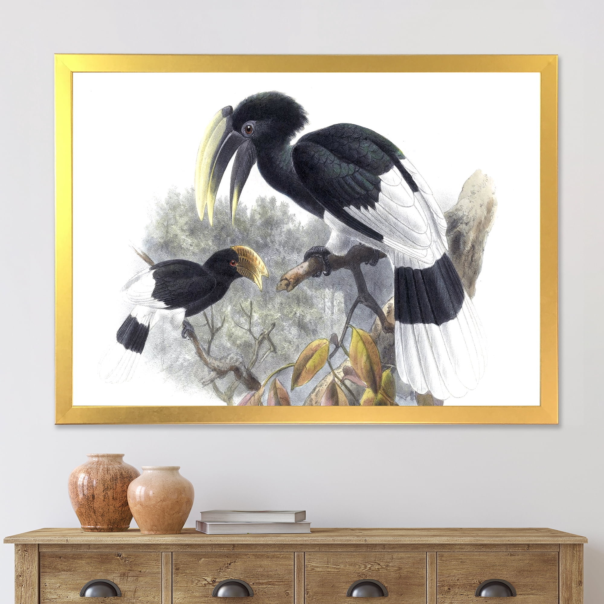 Designart 'Ancient Bird Illustration I' Traditional Framed Art Print