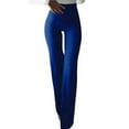 thumbnail image 1 of Pantalon Évasé pour Femmes Uni à Haute Élasticité Polyester Blanc P, 1 of 2