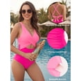 thumbnail image 4 of MOYIKO One Piece Swimsuits for Women Tummy Control High Waisted Bathing Suit Sexy V Neck Wrap Tie Back 1 Piece Swimsuit, 4 of 7