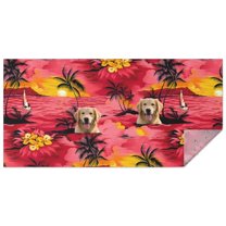 Golden Retriever Hawaiian Rectangle Tablecloth 60"x120",Waterproof Polyester Rectangle Table Cloth, Wipeable Spillproof Polyester Tablecloth for Dining, Camping, Indoor and Outdoor