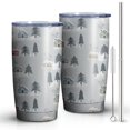 thumbnail image 2 of 20oz Tumblers Gray Christmas House and Tree Pattern Stainless Steel Vacuum Insulated Double Wall Travel Tumbler Cups Mug with Lid and Straw,Cleaning Brush for Cold & Hot Drinks, 2 of 7