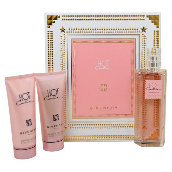 Hot Couture by Givenchy for Women - 3 Pc Gift Set 3.3oz EDT Spray 3.3oz Silk Body Veil 3.3oz Delicate Bath Gel