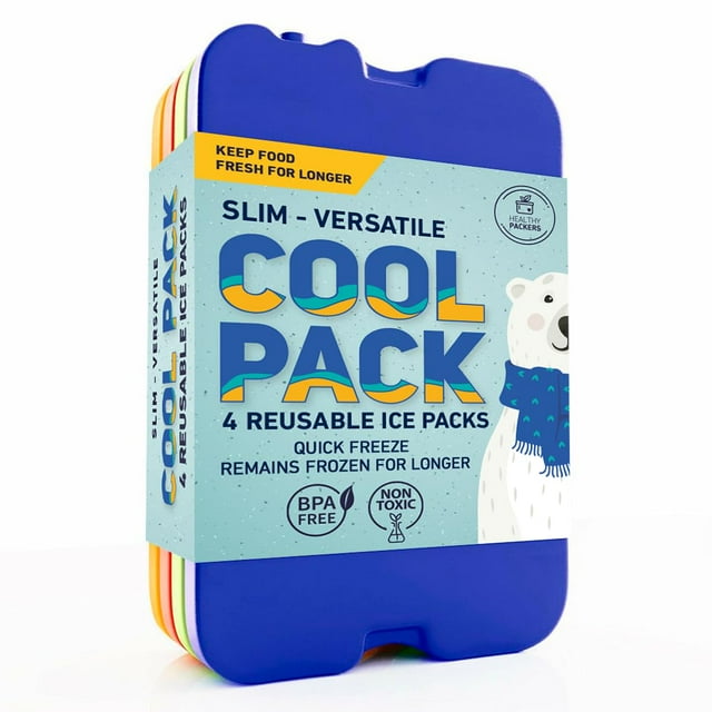 Paquete de hielo Healthy Packers para lonchera delgada y reutilizable (juego de 4)