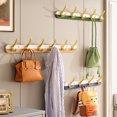 thumbnail image 3 of 1 Piece Coat Rack, Bamboo Wall Mounted Coat Rack with 5 Hooks for Coats Jackets(61*5.5*8cm,Green), 3 of 4