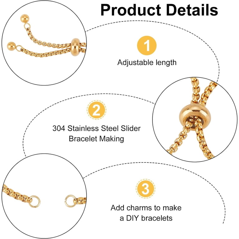 Chaîne Ajustable Dorée 10pcs – Fabrication De Bijoux, Acier Inoxydable