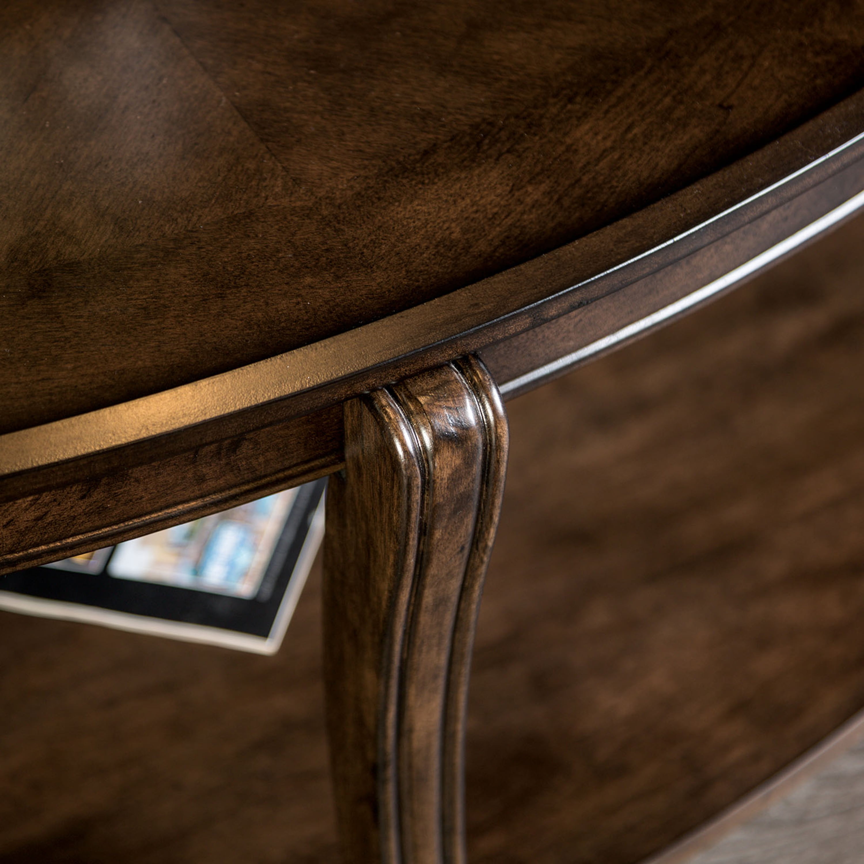 Furniture of America Orian Transitional 1-Shelf Wood Oval Sofa Table, Walnut