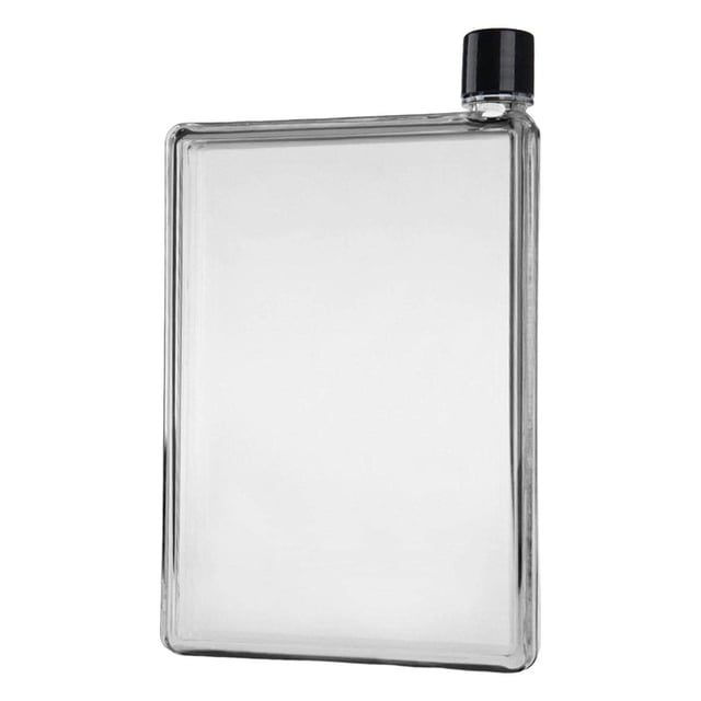 pitrice Flat Water Bottle Leakproof Transparent Body for Camping Sports 750ml