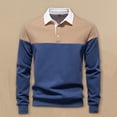 thumbnail image 2 of Mens Shirts Under $10 Men's Long Sleeve Shirts Slim-fit Cotton Rugby Shirt Basic Color Spliced Designed Sweatshirt, 2 of 9