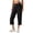 Black, variant on WQQZJJ Plus Size Women's Capri Pants, Solid Color Casual Straight Leg Pants, Drawstring Elastic Waist Comfortable Outdoor Workout 7/10 Pants