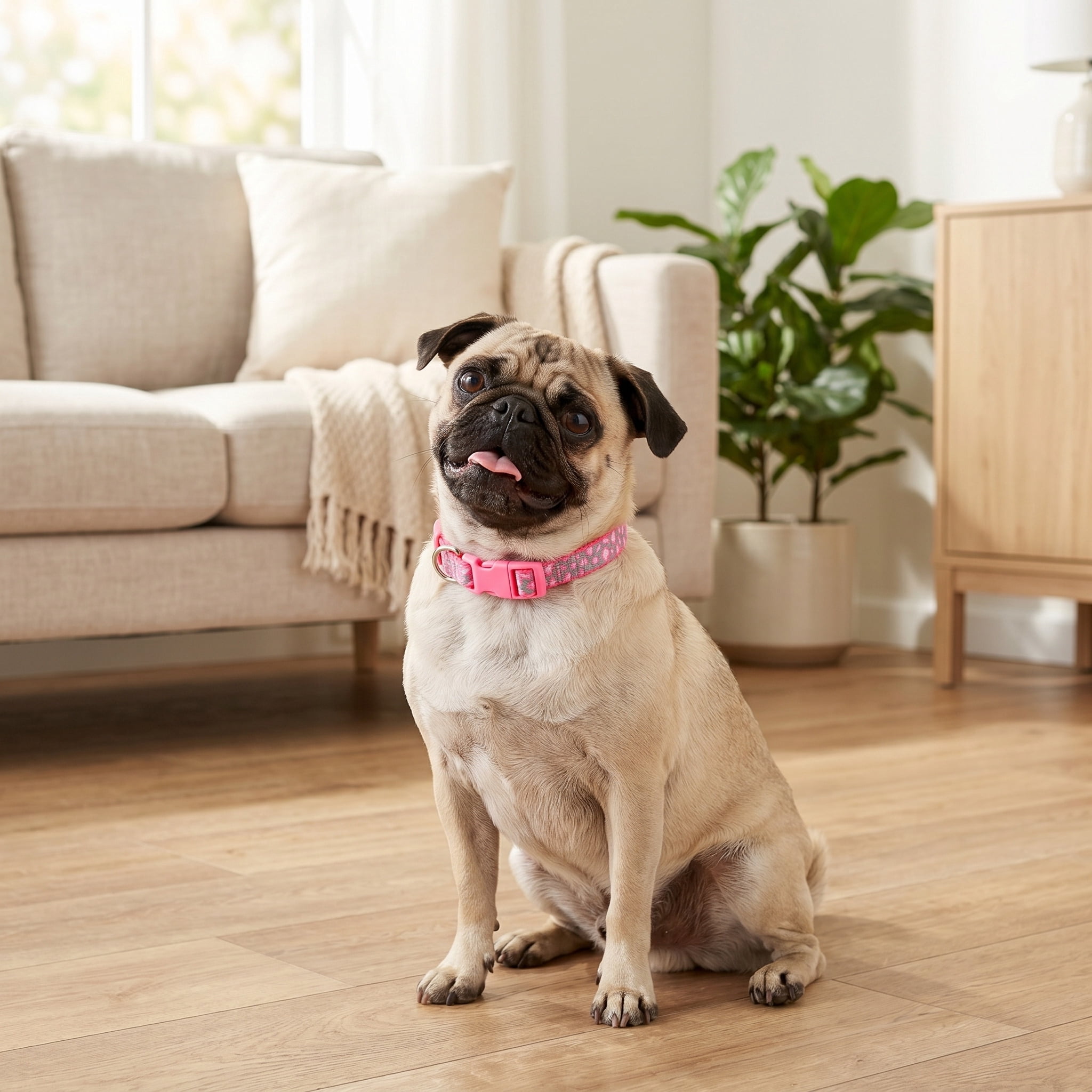 Vibrant Life Reflective Adjustable Dog Collar, Pink Cheetah, Small