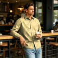 thumbnail image 3 of Multi Occasion Plaid Long Sleeve Button Down Dress Shirt for Men 4 Way Stretch Regular Fit Lapel Collar Soft Wrinkle Free Office Business Casual Fall Outfits XL, 3 of 6