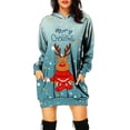 thumbnail image 2 of Vestidos de Navidad Para Mujer Casual Con Estampado de Bolsillo Vestido de Manga Larga Con Capucha Suelta Odeerbi  ODB197753, 2 of 5